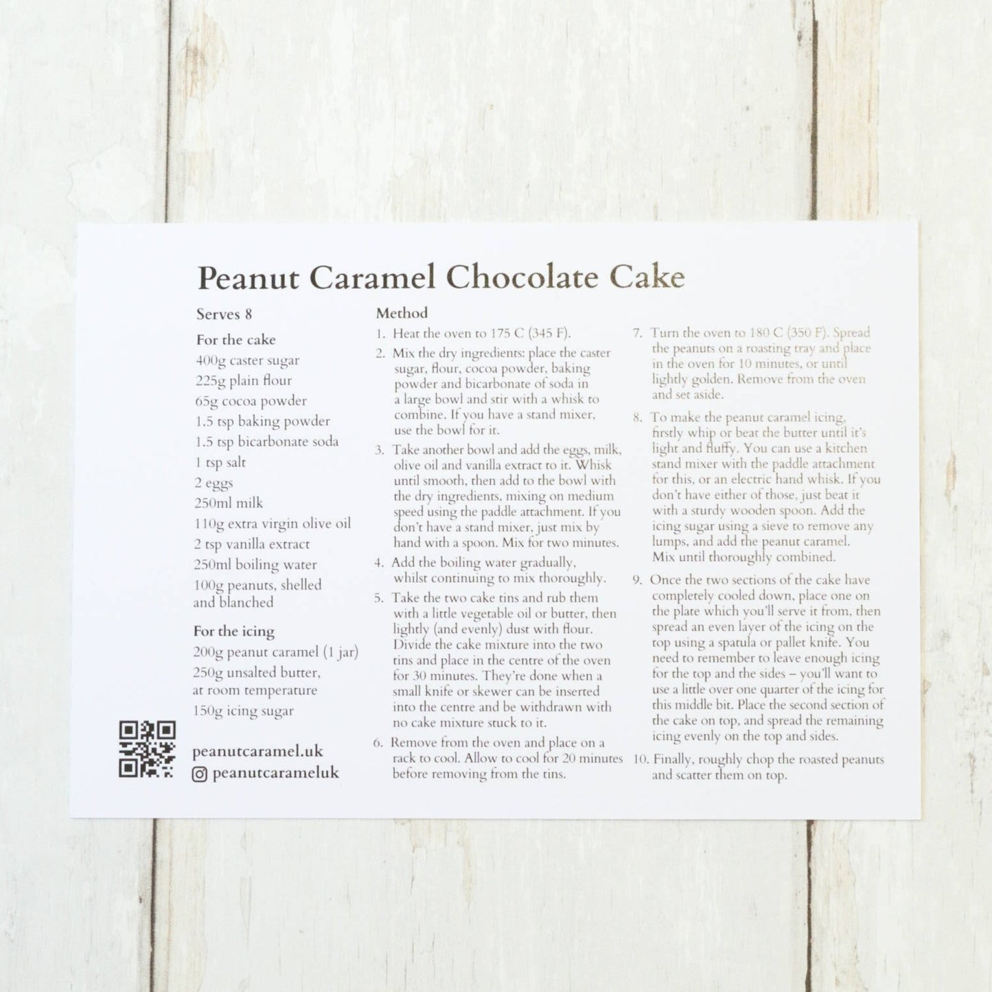 Chocolate Cake Recipe Card